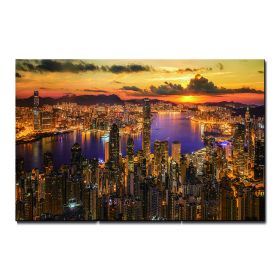 Oppidan Home "Victoria Harbor Sunset" Acrylic Wall Art (48"H x 32"W)