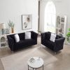 LTL, Black, Velvet, 2+3 Seat Sofa Set, Acrylic Feet, Cushion Combination Lounge Sofa, Deep Tufted Button Luxury Sofa for Living Room
