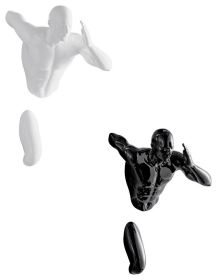 Set of Two Wall Runners, White and Black - Size 13" x 9" x 6"