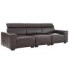 306*96*83cm Retro Pu 26cm Fully Detachable Armrests Three-Seater With Side Pockets Full Pull Points Indoor Multi-Person Sofa Brown