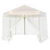 Hexagonal Pop-Up Marquee with 6 Sidewalls Cream White 11.8'x10.2'