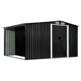 Garden Shed with Sliding Doors Anthracite 129.7"x80.7"x70.1" Steel