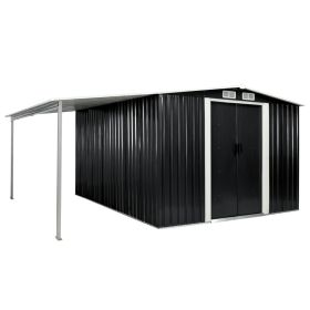 Garden Shed with Sliding Doors Anthracite 152"x122.8"x70.1" Steel