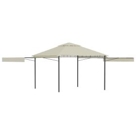 Gazebo with Double Extended Roofs 9.8'x9.8'x9' Cream 0.6 oz/ft²