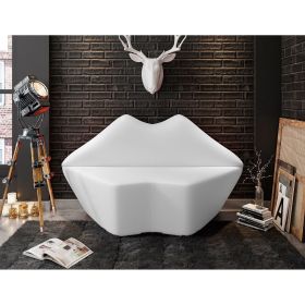 Manhattan Comfort Kiss 61.8 in. White Faux Leather 2-Seater Loveseat