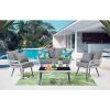 Manhattan Comfort Portofino Rope Wicker 4-Piece Patio Conversation Set with Cushions in Grey