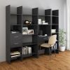 4 Piece Book Cabinet Set Gray Engineered Wood