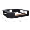 Square Spa Surround Black 105.5"x105.5"x21.7" Poly Rattan