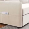 Double seat sofa bed sofa with pull-out bed, adjustable backrest with 2 lumbar pillows for small living rooms, apartments, etc.-Beige