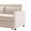 Double seat sofa bed sofa with pull-out bed, adjustable backrest with 2 lumbar pillows for small living rooms, apartments, etc.-Beige