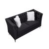LTL, Black, Velvet, 2+3 Seat Sofa Set, Acrylic Feet, Cushion Combination Lounge Sofa, Deep Tufted Button Luxury Sofa for Living Room