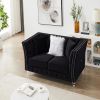 LTL, Black, Velvet, 2+3 Seat Sofa Set, Acrylic Feet, Cushion Combination Lounge Sofa, Deep Tufted Button Luxury Sofa for Living Room