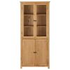 Bookcase with 4 Doors 35.4"x13.8"x78.7" Solid Oak Wood and Glass