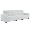 306*96*83cm Teddy Velvet, 26cm Fully Detachable Armrests, Three-Seater With Side Pockets, Backrest Pull Points, Indoor Multi-Person Sofa, Off-White