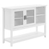 130*38*89.2cm Transparent Sliding Double Doors Double Inner Compartments With Bottom Storage Rack Sideboard Classical White