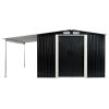 Garden Shed with Sliding Doors Anthracite 152"x122.8"x70.1" Steel