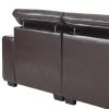 306*96*83cm Retro Pu 26cm Fully Detachable Armrests Three-Seater With Side Pockets Full Pull Points Indoor Multi-Person Sofa Brown