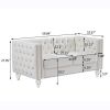 Beige, 2+3 Seat Sofa Set, Velvet Crystal Buckle Upholstery Sofa, Crystal Feet, Removable Cushion, Four Plush Pillow