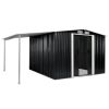 Garden Shed with Sliding Doors Anthracite 152"x102"x70.1" Steel
