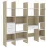 4 Piece Book Cabinet Set White and Sonoma Oak Engineered Wood