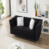 LTL, Black, Velvet, 2+3 Seat Sofa Set, Acrylic Feet, Cushion Combination Lounge Sofa, Deep Tufted Button Luxury Sofa for Living Room
