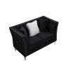 LTL, Black, Velvet, 2+3 Seat Sofa Set, Acrylic Feet, Cushion Combination Lounge Sofa, Deep Tufted Button Luxury Sofa for Living Room