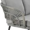Manhattan Comfort Riviera Rope Wicker 4-Piece 5 Seater Patio Conversation Set with Cushions in Grey