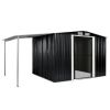 Garden Shed with Sliding Doors Anthracite 152"x80.7"x70.1" Steel