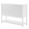 130*38*89.2cm Transparent Sliding Double Doors Double Inner Compartments With Bottom Storage Rack Sideboard Classical White