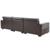 306*96*83cm Retro Pu 26cm Fully Detachable Armrests Three-Seater With Side Pockets Full Pull Points Indoor Multi-Person Sofa Brown