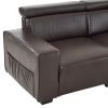 306*96*83cm Retro Pu 26cm Fully Detachable Armrests Three-Seater With Side Pockets Full Pull Points Indoor Multi-Person Sofa Brown