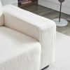 306*96*83cm Teddy Velvet, 26cm Fully Detachable Armrests, Three-Seater With Side Pockets, Backrest Pull Points, Indoor Multi-Person Sofa, Off-White