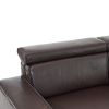 306*96*83cm Retro Pu 26cm Fully Detachable Armrests Three-Seater With Side Pockets Full Pull Points Indoor Multi-Person Sofa Brown