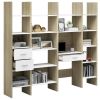 4 Piece Book Cabinet Set White and Sonoma Oak Engineered Wood