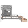 Twin over Twin&Twin Bunk Bed;  Triple Bunk Bed with Drawers;  Staircase with Storage;  Built-in Shelves