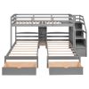 Twin over Twin&Twin Bunk Bed;  Triple Bunk Bed with Drawers;  Staircase with Storage;  Built-in Shelves