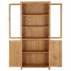 Bookcase with 4 Doors 35.4"x13.8"x78.7" Solid Oak Wood and Glass