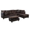 Brown Lint And PVC 3-Piece Couch Living Room Sofa Set B