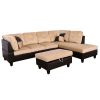 Beige and Brown Color Lint And PVC 3-Piece Couch Living Room Sofa Set B