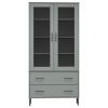 Bookcase with Metal Legs Gray 33.5"x13.8"x67.9" Solid Wood OSLO