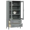 Bookcase with Metal Legs Gray 33.5"x13.8"x67.9" Solid Wood OSLO