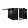 Garden Shed with Sliding Doors Anthracite 152"x102"x70.1" Steel