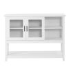 130*38*89.2cm Transparent Sliding Double Doors Double Inner Compartments With Bottom Storage Rack Sideboard Classical White