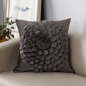 Affordable Luxury Style French Cream Style Three-dimensional Petals Netherlands Velvet Simple Sofa Pillow (Option: Gray-45x 45CM Pillow)