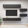 6 Piece TV Cabinet Set Gray Engineered Wood
