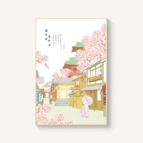 Japanese-style Room Decoration Cherry Blossom Landscape Painting Restaurant Bedroom Sushi Restaurant Mural (Option: Courtyard 2-30x40cm-Wood color)
