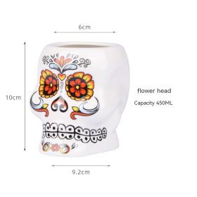 Hawaii Personality Ceramic Cup (Option: White Flower Skull-Others)