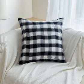 Polyester Cotton Black And White Checkered Pillow And Backrest Cushion (Option: Striped grid-50x50cm no core)