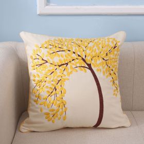 Flat Embroidery Silk Embroidered Cotton Canvas Pillow Pachira Macrocarpa Sofa (Option: Cloth Bag Core-Yellow)