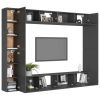 8 Piece TV Cabinet Set Gray Engineered Wood